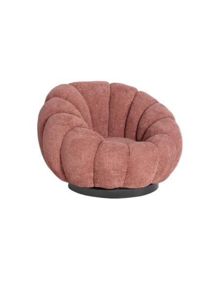 Sillón Giratorio Bouclé AYENT, Algodón Bouclé / Terracota, Negro - Kodu Home Design