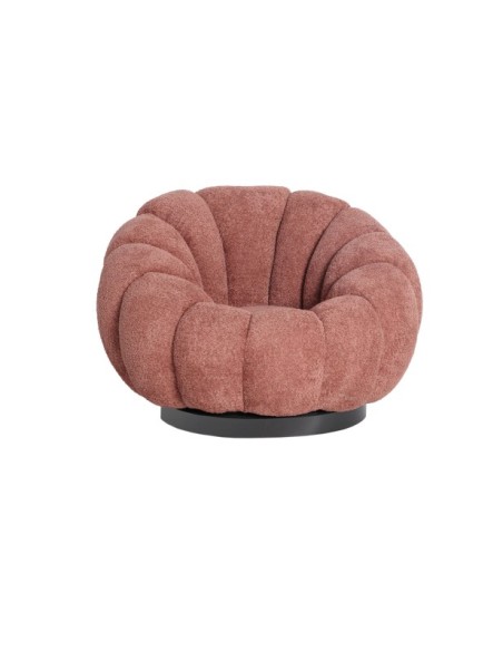Sillón Giratorio Bouclé AYENT, Algodón Bouclé / Terracota, Negro - Kodu Home Design