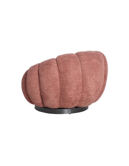 Sillón Giratorio Bouclé AYENT, Algodón Bouclé / Terracota, Negro - Kodu Home Design