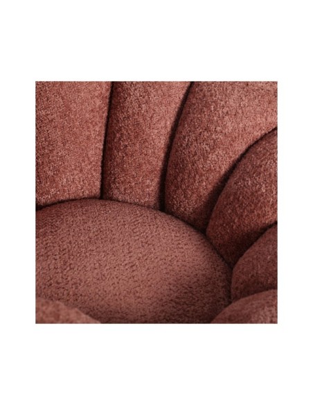 Sillón Giratorio Bouclé AYENT, Algodón Bouclé / Terracota, Negro - Kodu Home Design