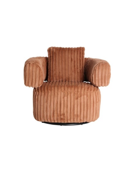 Sillón Giratorio MARNAY, Poliéster / Terracota, Negro - Kodu Home Design