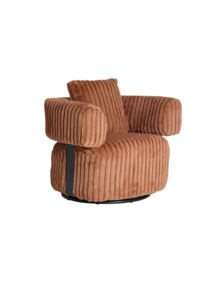 Sillón Giratorio MARNAY, Poliéster / Terracota, Negro - Kodu Home Design