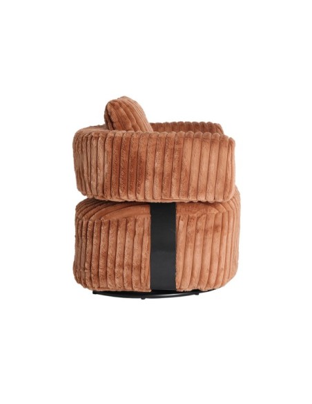Sillón Giratorio MARNAY, Poliéster / Terracota, Negro - Kodu Home Design