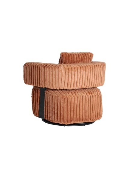 Sillón Giratorio MARNAY, Poliéster / Terracota, Negro - Kodu Home Design