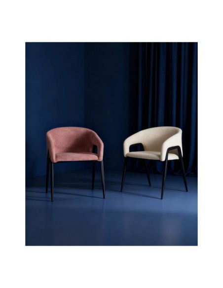 Silla AREN, Poliéster / Rosa Palo, Negro - Kodu Home Design