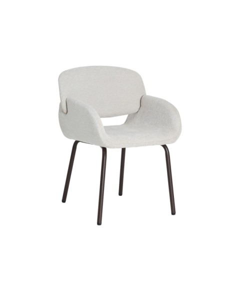 Silla NOOR, Poliéster / Blanco, Marrón - Kodu Home Design
