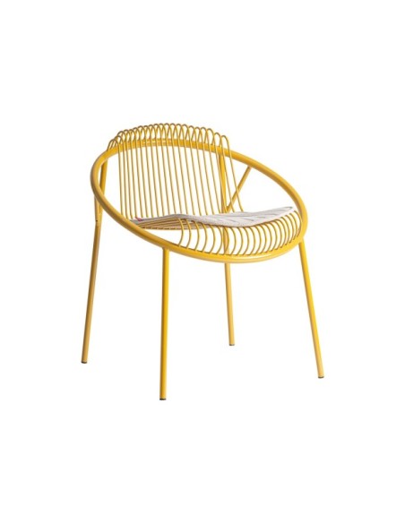 Silla Exterior BRIENZ, Hierro / Mostaza, Gris - Kodu Home Design