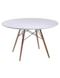 Mesa Wood 100cm de Comedor Redonda, Blanco