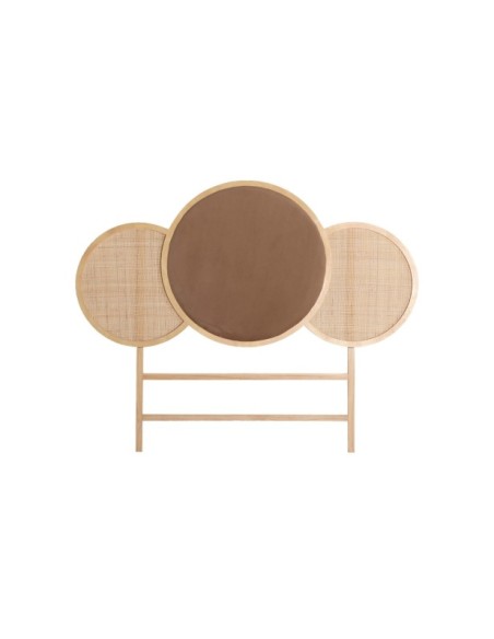 Cabecero de Cama LARVIK 160x130 cm, Madera, Terciopelo, Ratán / Natural, Topo - Kodu Home Design