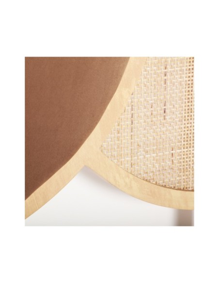 Cabecero de Cama LARVIK 160x130 cm, Madera, Terciopelo, Ratán / Natural, Topo - Kodu Home Design