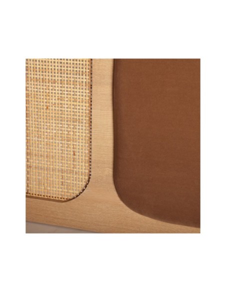 Cabecero de Cama LARVIK 160x88 cm, Madera, Terciopelo, Ratán / Marrón, Camel - Kodu Home Design