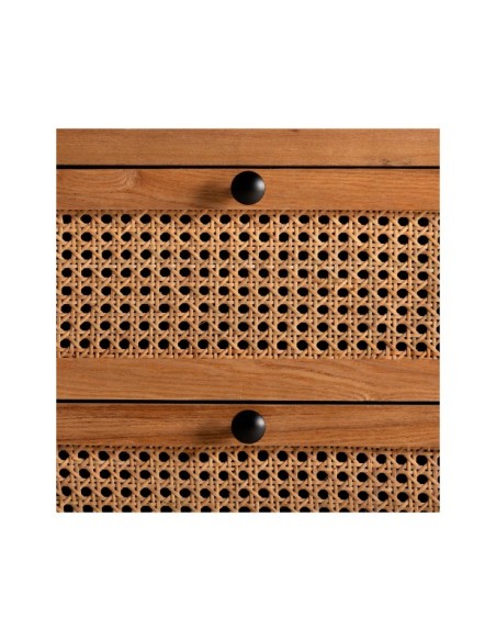 Cómoda Sinfonier ZETEL, DM, Ratán, Hierro / Negro, Marrón Claro - Kodu Home Design