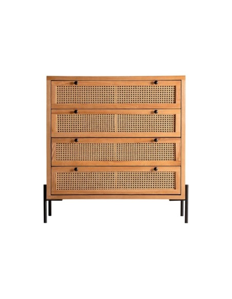 Cómoda ZETEL, DM, Ratán, Hierro / Marrón, Negro - Kodu Home Design