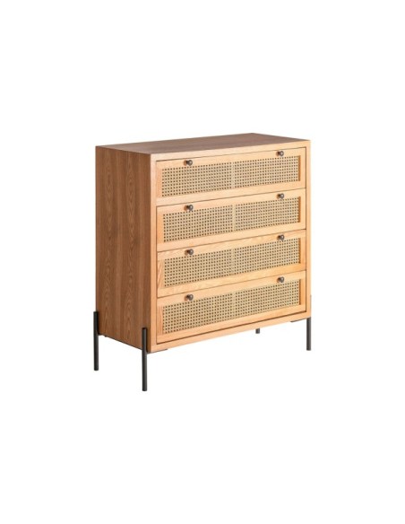 Cómoda ZETEL, DM, Ratán, Hierro / Marrón, Negro - Kodu Home Design