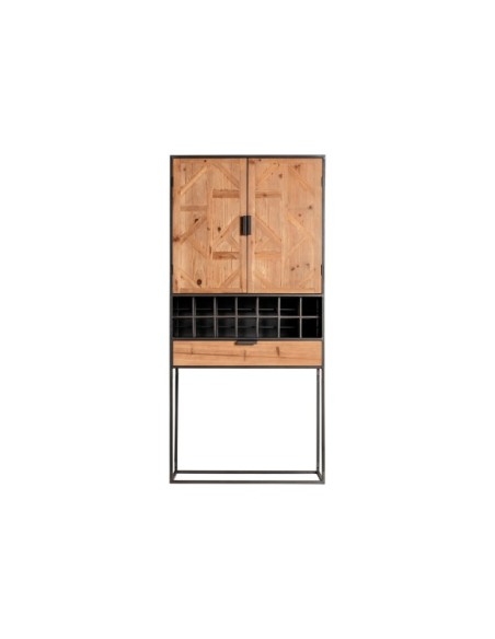 Armario LONGFORD, Madera, Hierro / Marrón Claro, Negro - Kodu Home Design