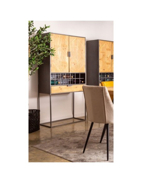 Armario LONGFORD, Madera, Hierro / Marrón Claro, Negro - Kodu Home Design