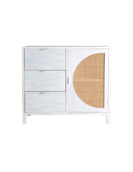 Cómoda ZEMNE, Madera de Pino, Ratán / Blanco, Natural - Kodu Home Design