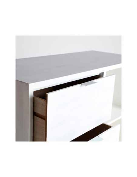 Cómoda ZEMNE, Madera de Pino, Ratán / Blanco, Natural - Kodu Home Design