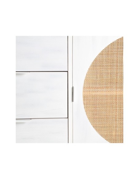 Cómoda ZEMNE, Madera de Pino, Ratán / Blanco, Natural - Kodu Home Design