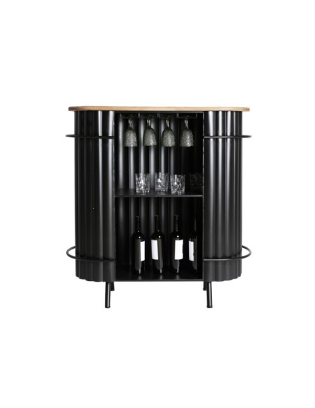 Mesa Consola de Bar MEYSSE, Madera de Roble, Hierro / Negro - Kodu Home Design