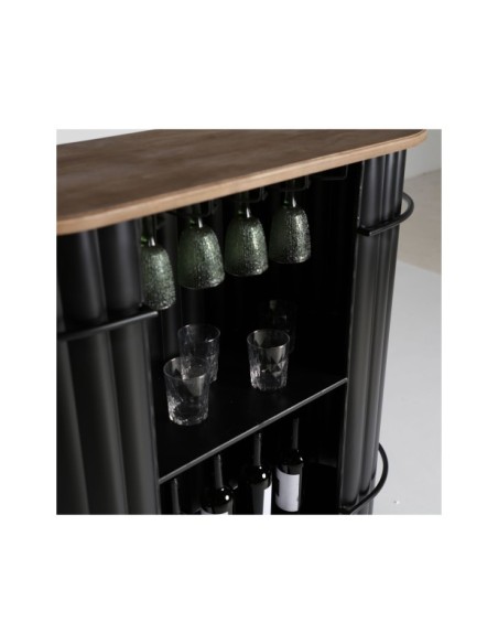 Mesa Consola de Bar MEYSSE, Madera de Roble, Hierro / Negro - Kodu Home Design