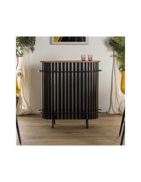 Mesa Consola de Bar MEYSSE, Madera de Roble, Hierro / Negro - Kodu Home Design