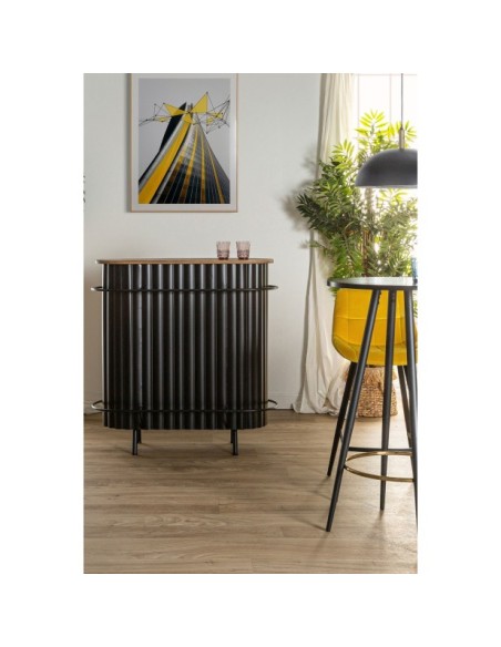 Mesa Consola de Bar MEYSSE, Madera de Roble, Hierro / Negro - Kodu Home Design