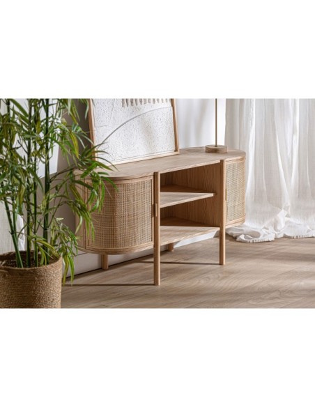 Mueble TV IKLA, DM, Madera, Ratán / Marrón - Kodu Home Design