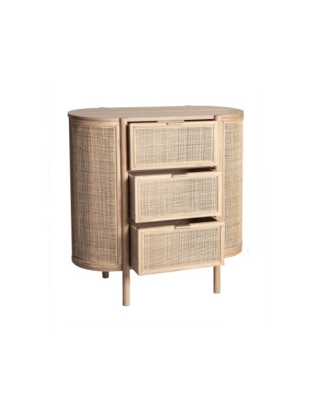 Cómoda IKLA, DM, Madera, Ratán / Marrón - Kodu Home Design