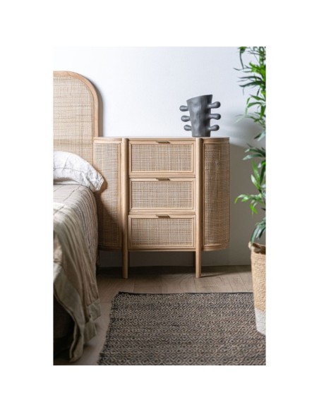 Cómoda IKLA, DM, Madera, Ratán / Marrón - Kodu Home Design