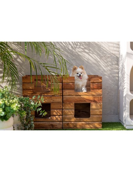 Cama Mascotas AKVIRAN, Madera de Caoba / Marrón - Kodu Home Design