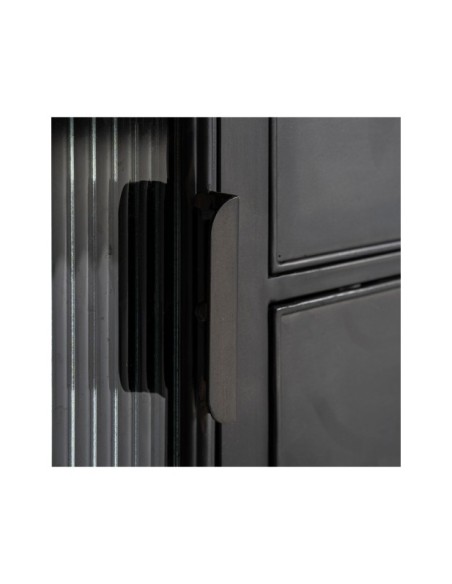 Mueble TV EASBY, Hierro, Vidrio, Madera / Negro, Marrón - Kodu Home Design