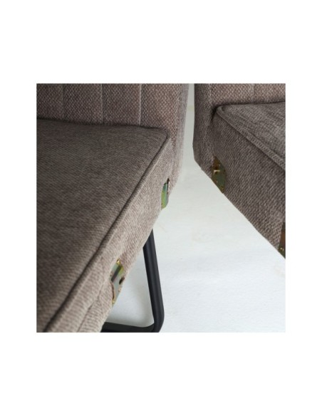 Sofá KERNS, Poliéster, Latón, Madera / Gris, Latón, Negro - Kodu Home Design