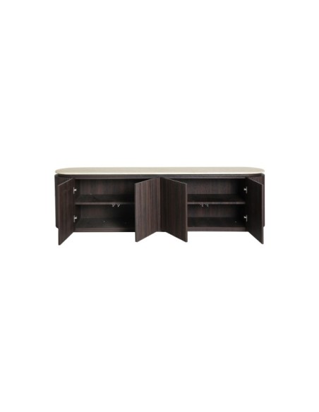 Mueble TV VERONA, DM, Mármol Sintético / Marrón, Beige - Kodu Home Design