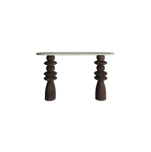 Consola VRADS, Madera de Mango, Mármol / Marrón - Kodu...