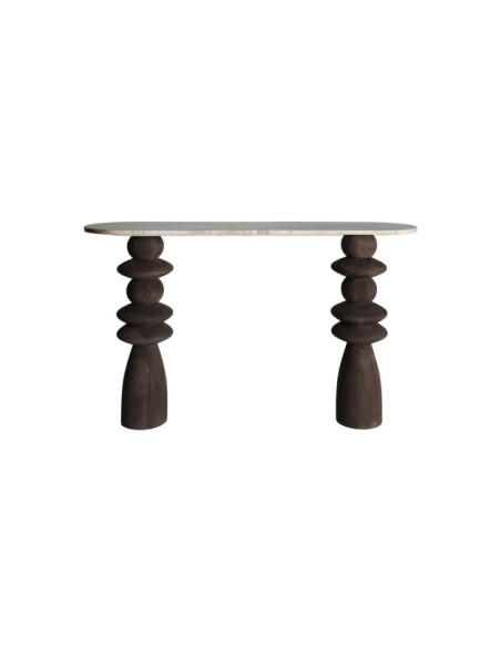 Consola VRADS, Madera de Mango, Mármol / Marrón - Kodu Home Design