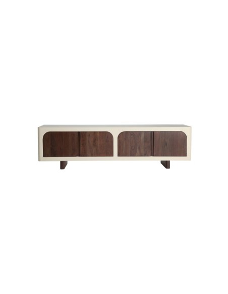 Mueble TV GLARIS, Madera, DM / Blanco Roto, Marrón - Kodu Home Design