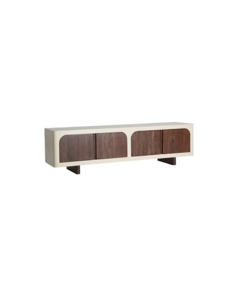 Mueble TV GLARIS, Madera, DM / Blanco Roto, Marrón - Kodu Home Design