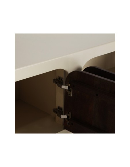 Mueble TV GLARIS, Madera, DM / Blanco Roto, Marrón - Kodu Home Design