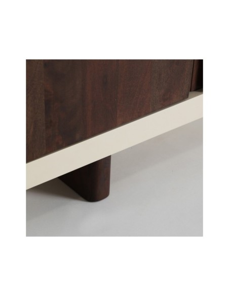 Mueble TV GLARIS, Madera, DM / Blanco Roto, Marrón - Kodu Home Design