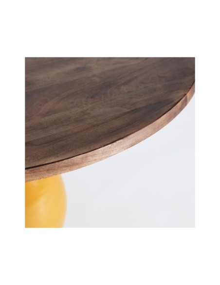 Mesa NAHINA Ø90x79 cm de Comedor, Hierro, Madera de Mango / Ocre, Marrón - Kodu Home Design