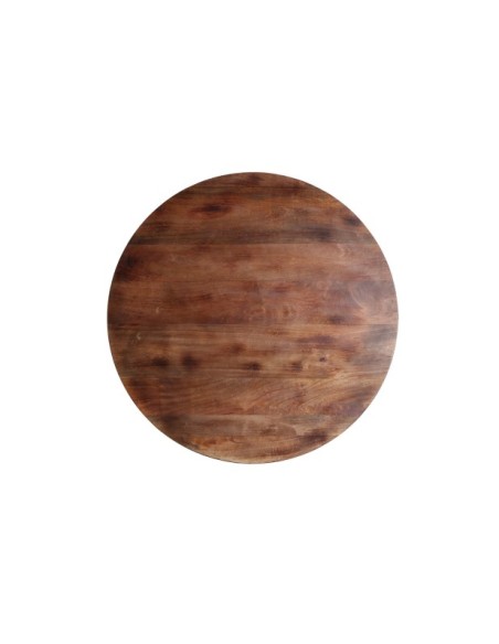 Mesa NAHINA Ø90x79 cm de Comedor, Hierro, Madera de Mango / Ocre, Marrón - Kodu Home Design