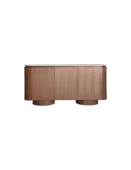 Aparador DUNE, Mármol Sintético, DM, Chapa de Nogal / Beige, Marrón - Kodu Home Design