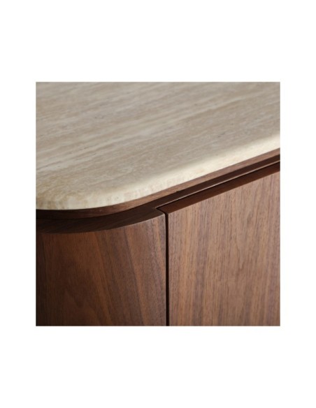 Aparador DUNE, Mármol Sintético, DM, Chapa de Nogal / Beige, Marrón - Kodu Home Design