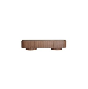 Mueble TV DUNE, Mármol Sintético, DM, Chapa de Nogal /...