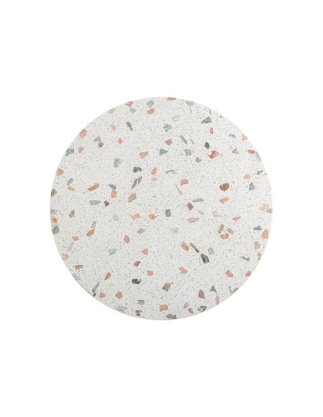 Mesa Auxiliar LAUTREC 60x60x64 cm, Terrazo, Madera de Mango / Blanco, Marrón - Kodu Home Design