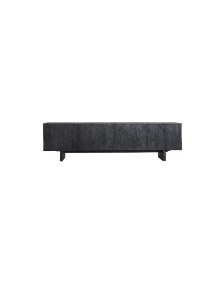 Mueble TV BOULOC, Madera de Mango, DM / Negro - Kodu Home Design