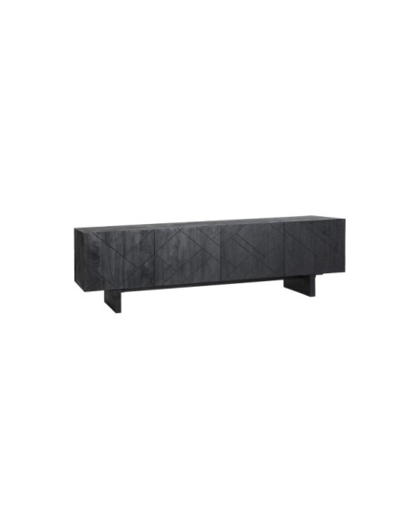 Mueble TV BOULOC, Madera de Mango, DM / Negro - Kodu Home Design