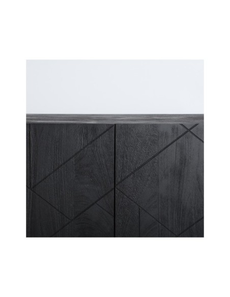 Mueble TV BOULOC, Madera de Mango, DM / Negro - Kodu Home Design