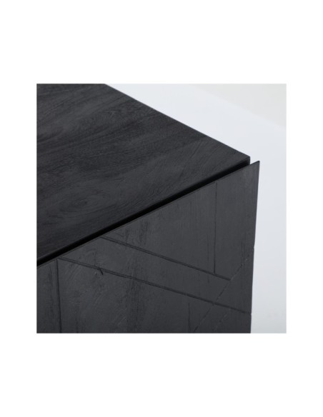 Mueble TV BOULOC, Madera de Mango, DM / Negro - Kodu Home Design